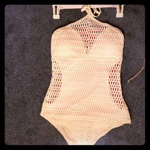 Boho crochet full-piece monokini bathing suit